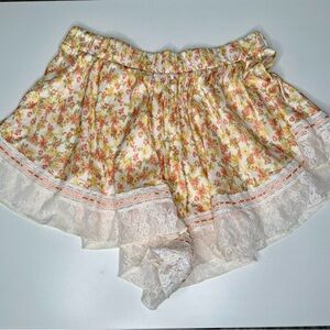 Free People Floral Lace Trim Shorts